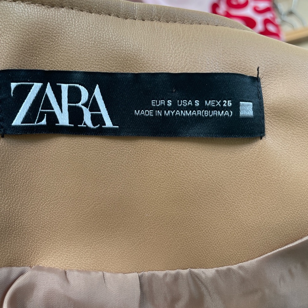 Zara Faux Leather Zip Up Blazer Small - Picture 9 of 9